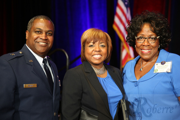 Power Pose! BG Brian Newby, Mrs. Charmane Johnson and Ms. Jacqueline Ray-Morris relish the completion of a successful luncheon...